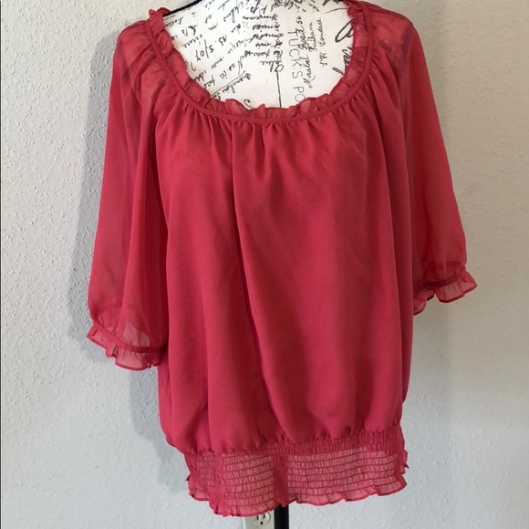 Women’s gorgeous coral peasant top XL - Picture 1 of 1